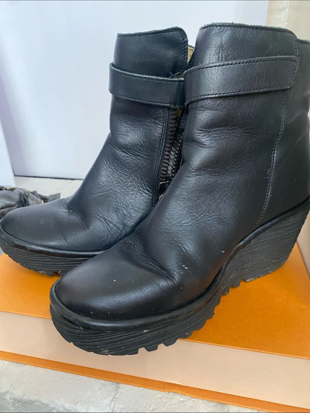Fly London Black Leather Ankle Boots